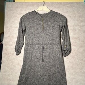 Ambernoon II Gray‎ Long Sleeve Maxi Dress With Zipper Front Elastic Waist Medium